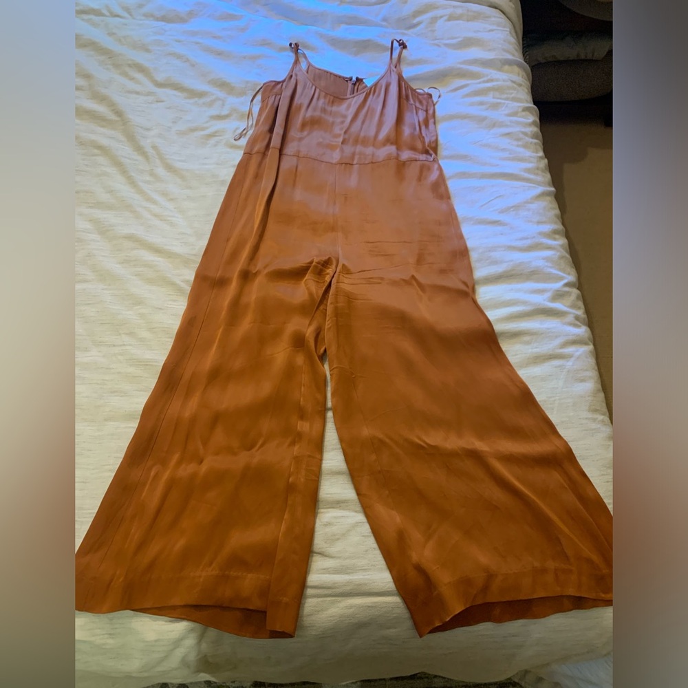 Just Female burnt orange silk jumpsuit